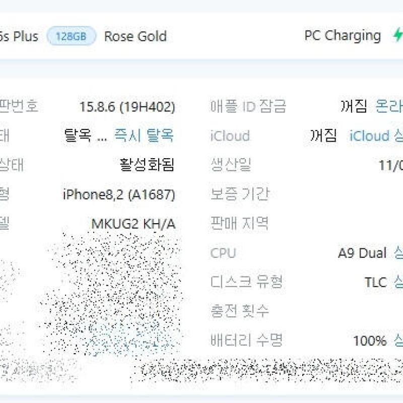 (���͸� 100%)������6s�÷��� 128g ������ A�� �˴ϴ�.