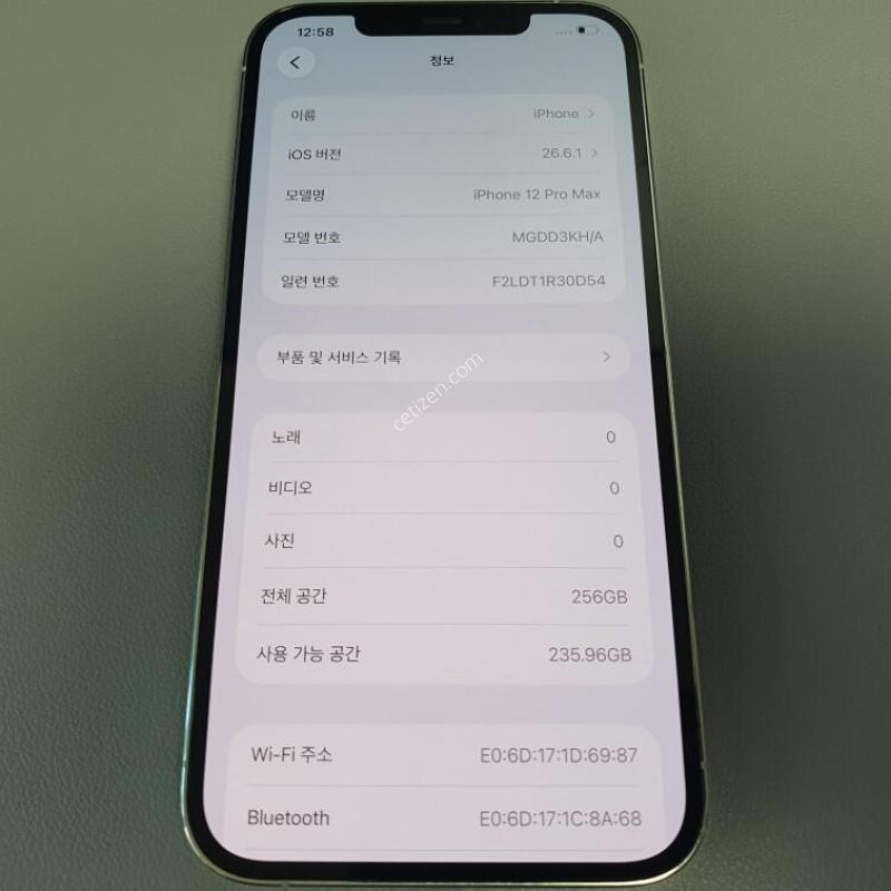 ������12 ���� �ƽ� / 256GB / ȭ��Ʈ / ���͸� �缳 ����