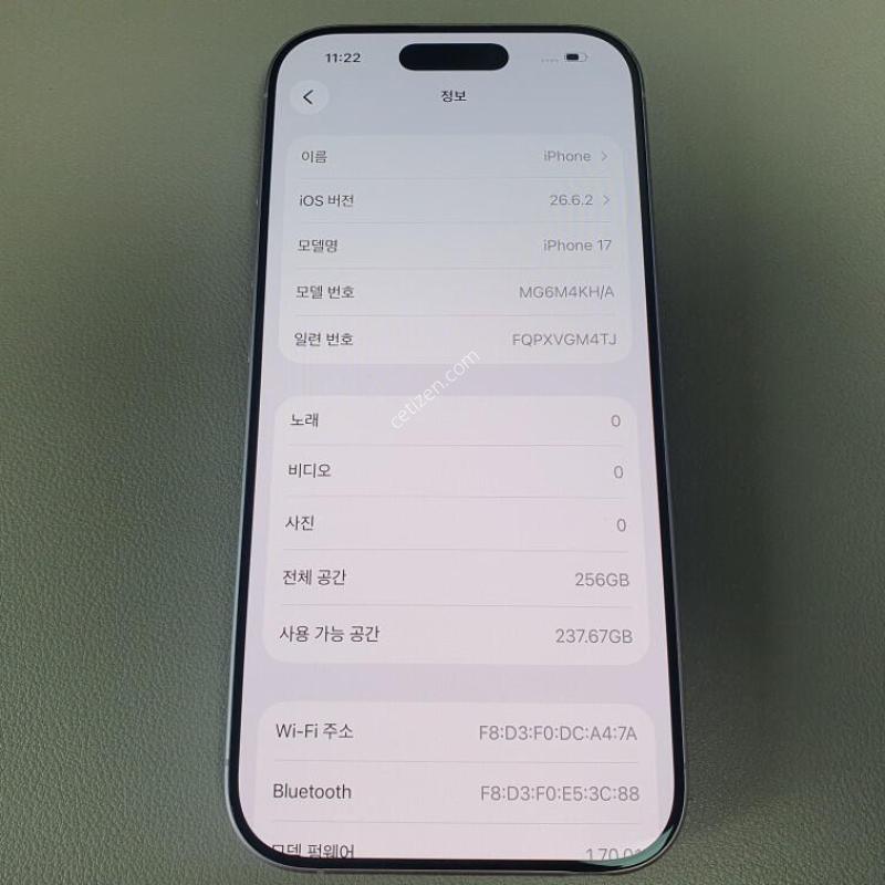 ������17 / 256GB / �󺥴� / ���͸����� 100%