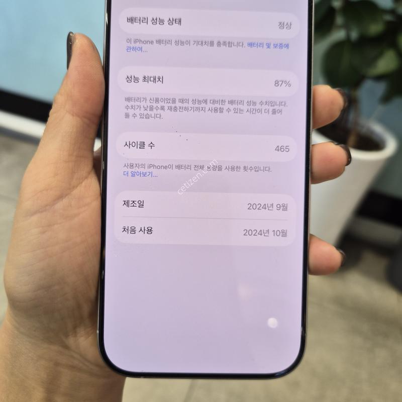 SK 아이폰16프로 256기가 87프로